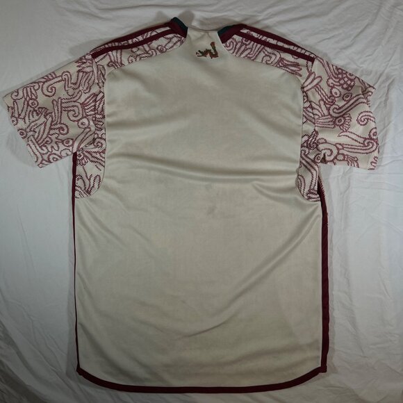 Mexico Soccer Team 2XL Jersey Beige & Red Aztec Pattern Short Sleeve - Picture 2 of 5